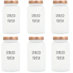 Femora Frosted Glass Jar for Kitchen Storage Gold Lid, 1500 ml, Set Of 6-image-55