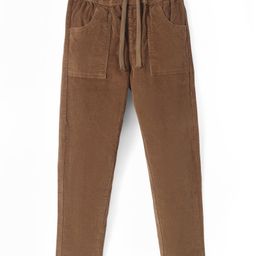 Pine Kids Velvet Full Length Trousers with Pockets - Brown-image-2