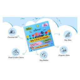 Azafran My First Crayon for Baby Boy - 4 Jumbo Block Washable Crayons-8
