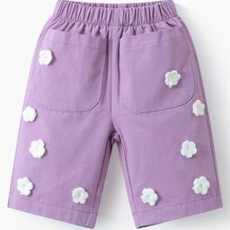 Mark & Mia Cotton Trouser With Floral Crochet Applique - Purple-image-68