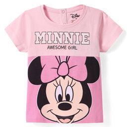 Babyhug Disney Single Jersey Knit Half Sleeves Cut & Sew T-Shirt with Minnie Mouse Graphics - Pink-picture-41