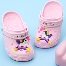 Yellow Bee Magical Unicorn Applique Detailed Perforated Clogs - Pink-picture-27