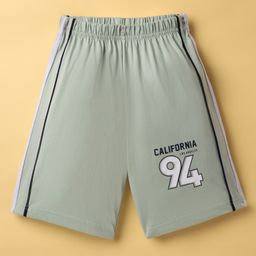 Taeko Single Jersey Knit Knee Length Shorts With Text Print - Olive Green-image-61