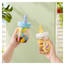 SANJARY Floral Print Sipper Bottle With Straw 480ml Multipurpose Use Color Design May Vary-14