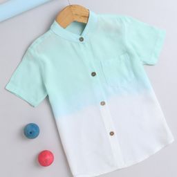 The Magic Wand Rayon Half Sleeves Ombre Shirt - Aqua Blue-image-98