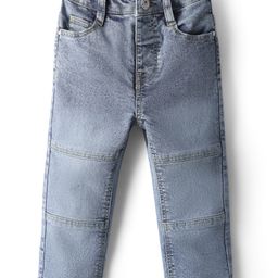 Babyhug Denim Full Length Washed Cut & Sew Jeans With Stretch - Blue-image-76