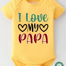 BLUSHES 100% Cotton Fathers Day Theme Half Sleeves I Love My Papa Text Printed Onesie - Yellow-picture-22