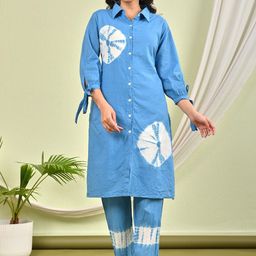 AUTUMN LANE Sana Ice Dyed Pure Cotton Tunic With Trouser Co-Ords-image-10