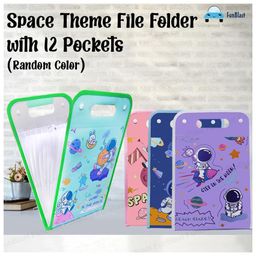 FunBlast Space Theme File Folder with Button Lock and Handle  Pack of 1, Random Color image 2