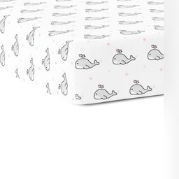 The White Cradle White & Black Cartoon Characters Printed Cotton 120 TC Fitted Crib Sheet-image-87