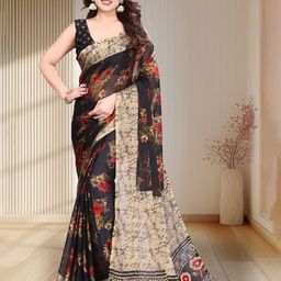 MAGNEITTA Floral Printed Pure Chiffon Saree-image-32