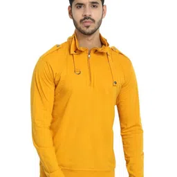 Black Collection Men High Neck Raw Edge T-shirt-image-11