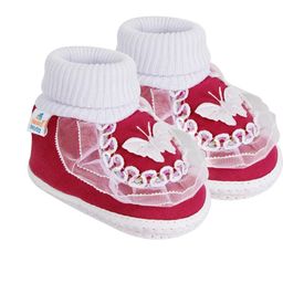 NESKA MODA 12 To 18 Months Non Slip Baby Girls Butterfly Frill Cotton Booties-image-25