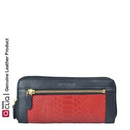 Hidesign Ee Libra W2 Rf Red & Black Textured Rfid Zip Around Wallet for Women-image-1