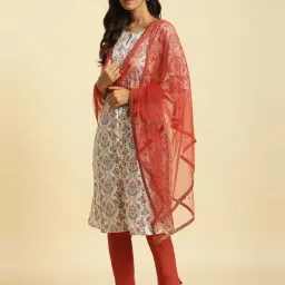 W Red Plain Dupatta image 3