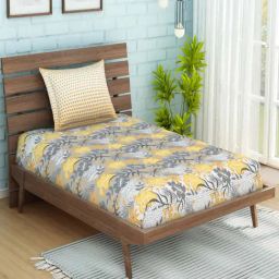 Spaces Atrium 144 TC Grey & Yellow Bed Sheet Set-image-5
