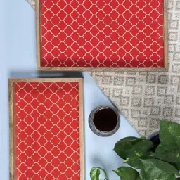 VarEesha Moroccan Mango Wood Rectangular Trays - Set of 2-17