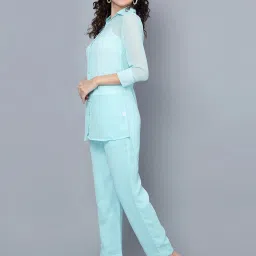 Anvi Be Yourself Sky Blue Shirt With Cami Trousers Set image 3