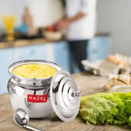 HAZEL Lotus Shaped Stainless Steel Ghee Pot (300 ml) - Set of 1-44