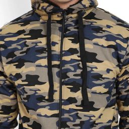 Campus Sutra Multicolor Regular Fit Camo Print Hooded Jacket image 3