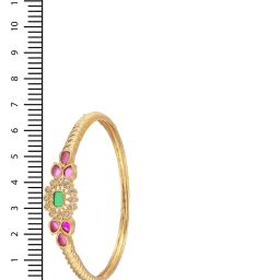 Aatmana 24KT Gold-Plated CZ & Green & Pink Stone Studded Bangles for Women (Set of 2) - 2.6 image 3