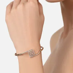 Zaveri Pearls Set of 2 Rose Gold Cubic Zirconia Contemporary Kada Style Bracelets - ZPFK13460 image 3