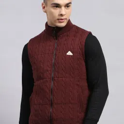 Monte Carlo Wine Regular Fit Self Pattern Jacket image 1