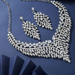 Atasi International Rhodium-Plated American Diamond-Studded Jewellery Set-56