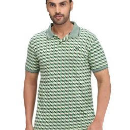 Park Avenue Green Slim Fit Printed Polo T-Shirt-image-26