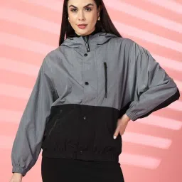 Chkokko Grey & Black Color-Block Jacket image 1