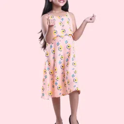 Kiddopanti Girls Peach Floral Print Dress-image-12