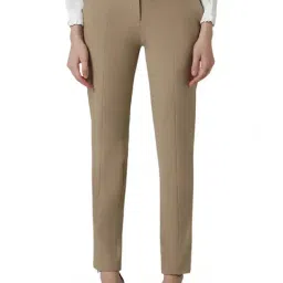 Van Heusen Khaki Cotton Mid Rise Formal Trousers-image-14
