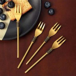 ellementry Masai Golden Brass Dessert Forks - Set of 4-image-12