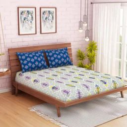 Spaces Atrium Grey Cotton 144 TC Bed Sheet Set-image-53