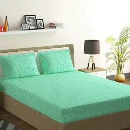 Swayam Printed Green 144 TC Cotton Blend Double Bedsheet with 2 Pillow Covers-28