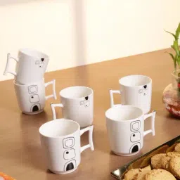 Goodhomes White Porcelain Coffee Mugs (160 ml) - Set of 6-44