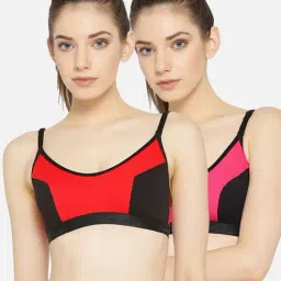 Lady Lyka Multicolor Non Wired Non Padded Sports Bra (Pack Of 2)-image-82