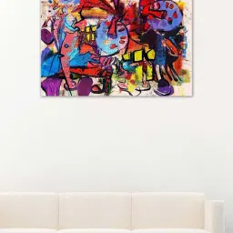 999store Multicolor Modern Mixed Media Abstract Canvas Painting-23