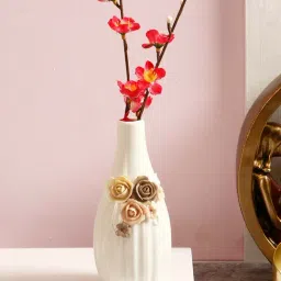 Tayhaa White Ceramic Vase - Set of 1-20