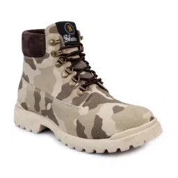 Shences Men's Beige Biker Boots-image-54