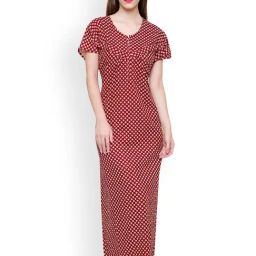 Secret Wish Maroon Printed Nighty-picture-45