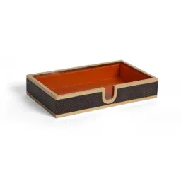 Home4U Orange & Black Wood Tray - Set of 1-27