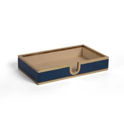 Home4U Navy & Beige Wood Tray - Set of 1-41
