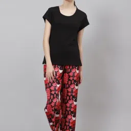 Biba Black & Red T-Shirt & Pyjama Set With Eyemask-picture-33
