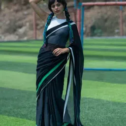 Suta Black Cotton Solid Saree Without Blouse-picture-41