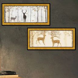 Art Street Wood Poster Printed Gold Engineered Wood Wall Art - Set Of 2-23