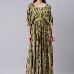 SHOWOFF Olive Printed Maxi Dress-image-39