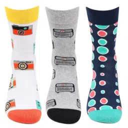 Bonjour Multicolor Cotton Printed Socks - Pack of 3-picture-6