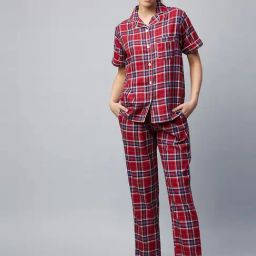 StyleStone Red Checks Shirt With Pyjamas-image-78