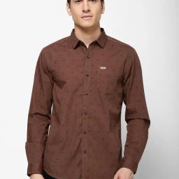 Wrangler Brown Regular Fit Printed Shirt-image-64